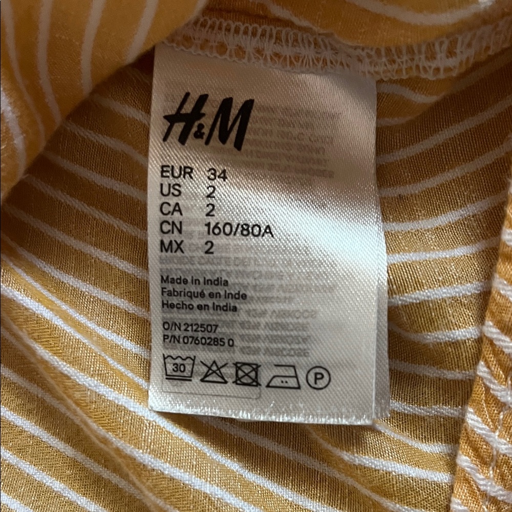 H&M Tan Striped Button-Down Shirt - Picture 3 of 3